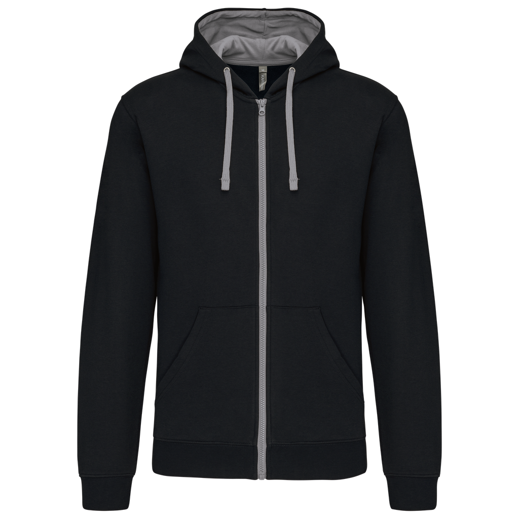 Sweat-shirt zippé capuche contrastée