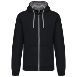 K466 - Sweat-shirt zippé capuche contrastée